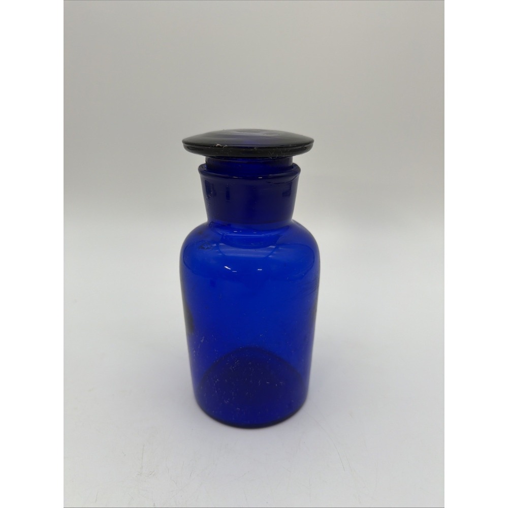 Blue Apothecary/Medicine Bottle Glass Stopper Colbolt Vintage
